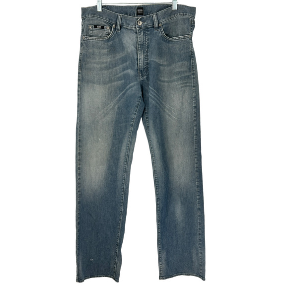 Hugo Boss Men's Stretch Jeans Gray Straight Leg Classic 5 Pocket Denim Sz 35x34 - Picture 1 of 8